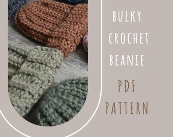 Chunky Crochet Beanie Pattern: Beginner DIY Winter Hat (PDF Pattern)