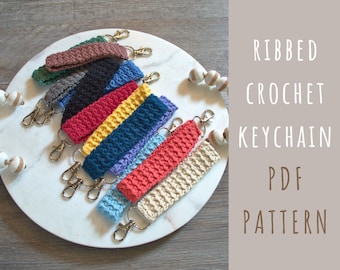 Ribbed Crochet Keychain Pattern: DIY Wristlet Key Fob (PDF Download)
