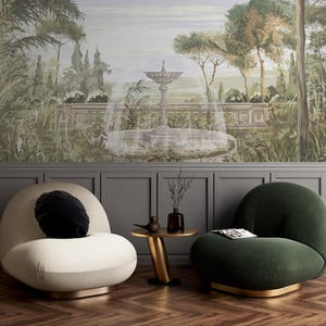 Japanese Garden Wallpaper, Art Wallpaper, Peel and Stick Wallpaper, Removable Wallpaper, Retro Wallpaper, Abstract Wallpaper