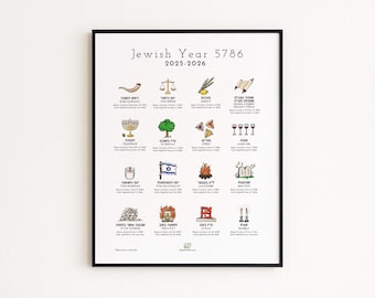 Calendrier Mural Juif 5786 (2025-2026) – Format A4 Paysage, Inscriptible | Fêtes, Parachot, Jours De Jeûne | Calendrier Grégorien Et Hébreu Combinés