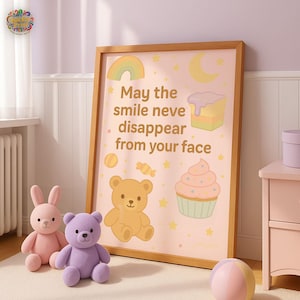 Pastell Kinder Wand Kunst Druck, druckbare Kinder Wand Kunst Poster, süßer Teddy Bär Kinderzimmer Dekor, Babyzimmer Zitat, Teddy Bär Poster, Digitaldruck