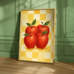 Apple Wall Art, trendy poster, appels muur decor, barwagen Art Print, esthetische keuken decor, kunst aan de muur keuken, retro eten print, fruitkunst