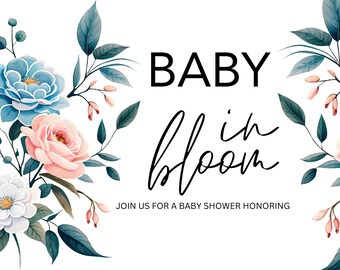 Baby in Bloom PNG, Floral Baby Shower Sublimation Design, Elegant Watercolor Clipart