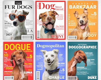 Pet Magazine Cover, Dog Magazine Cover, Personalized Pet Magazine Cover, Custom Pet Magazine, Funny Pet Lover Gift, Magazine Cover Template