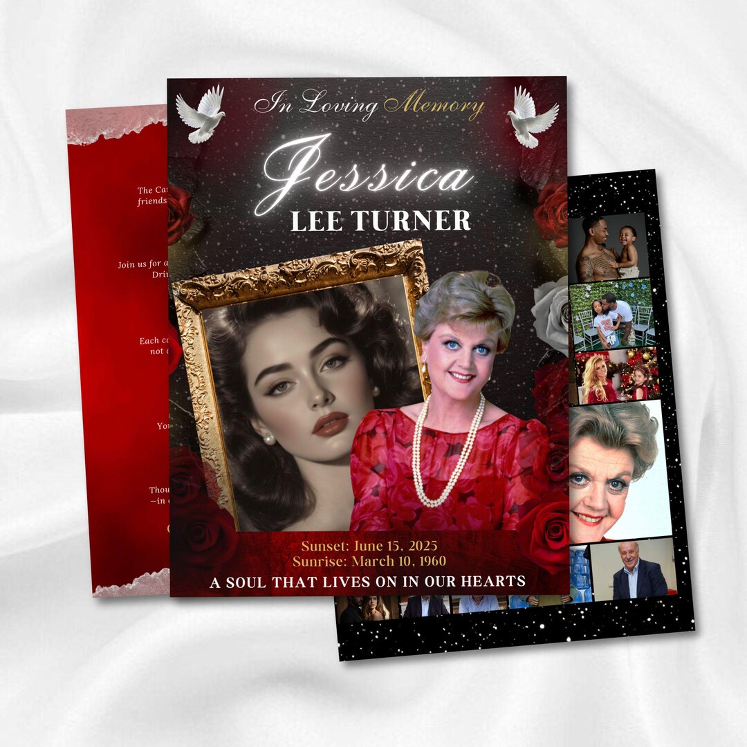 Red and Black Funeral Program 8 Pages Template, Editable in Loving ...