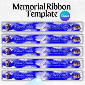 Memorial Ribbon Template, Funeral memorial Template, Death Announcement, RIP Memorial Ribbon design template,Canva template,Instant Download