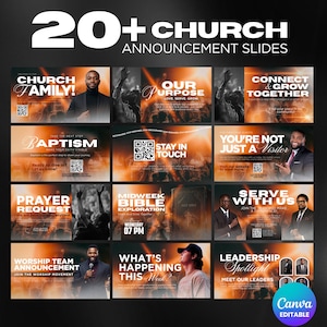 Church Announcement Slides Canva Template,Livestream Church Slides, Modern Gradients Church Welcome Program Slides,Church Pre-Service Slides