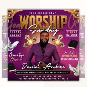 Editable Church Flyer Canva Template, Revival Church Flyer, Worship Conference Flyer Invitation Template, Flyer template, digital donwnload