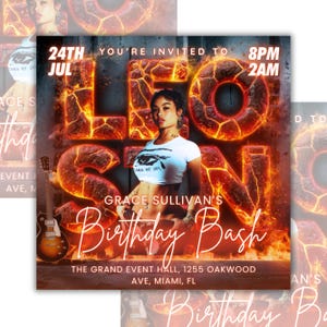 Leo Season Party Flyer, Birthday Szn Flyer, Leo Invitation Flyer, Leo Birthday Event, Social Media Flyer, Premade Flyer Template