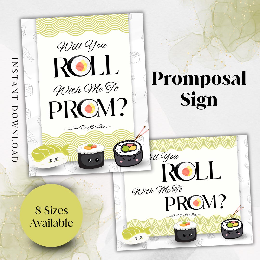 Promposal Example. Sign Printable Promposal Sign, Digital Promposal Idea, Will You Roll With Me ...