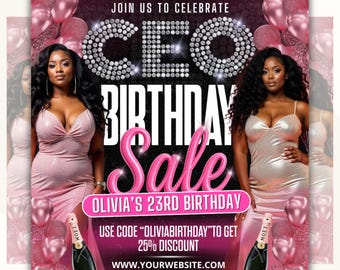 Ceo Birthday Flyer, Birthday Flyer, Celebration Flyer Birthday Sale Flyer Hair Flyer Beauty Boutique Flyer Lash Flyer Premade Business Flyer