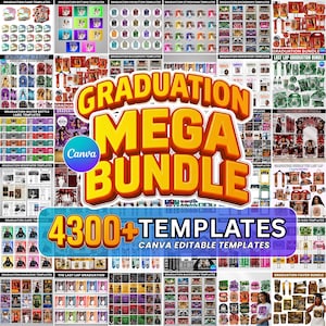 4300 Graduation Mega Bundle Templates,Class of 2026 Grad Party Bundle, Grad,Decor,Newspaper,Stole,Magazine,Paddle Fan,Banner,Tshirt Designs