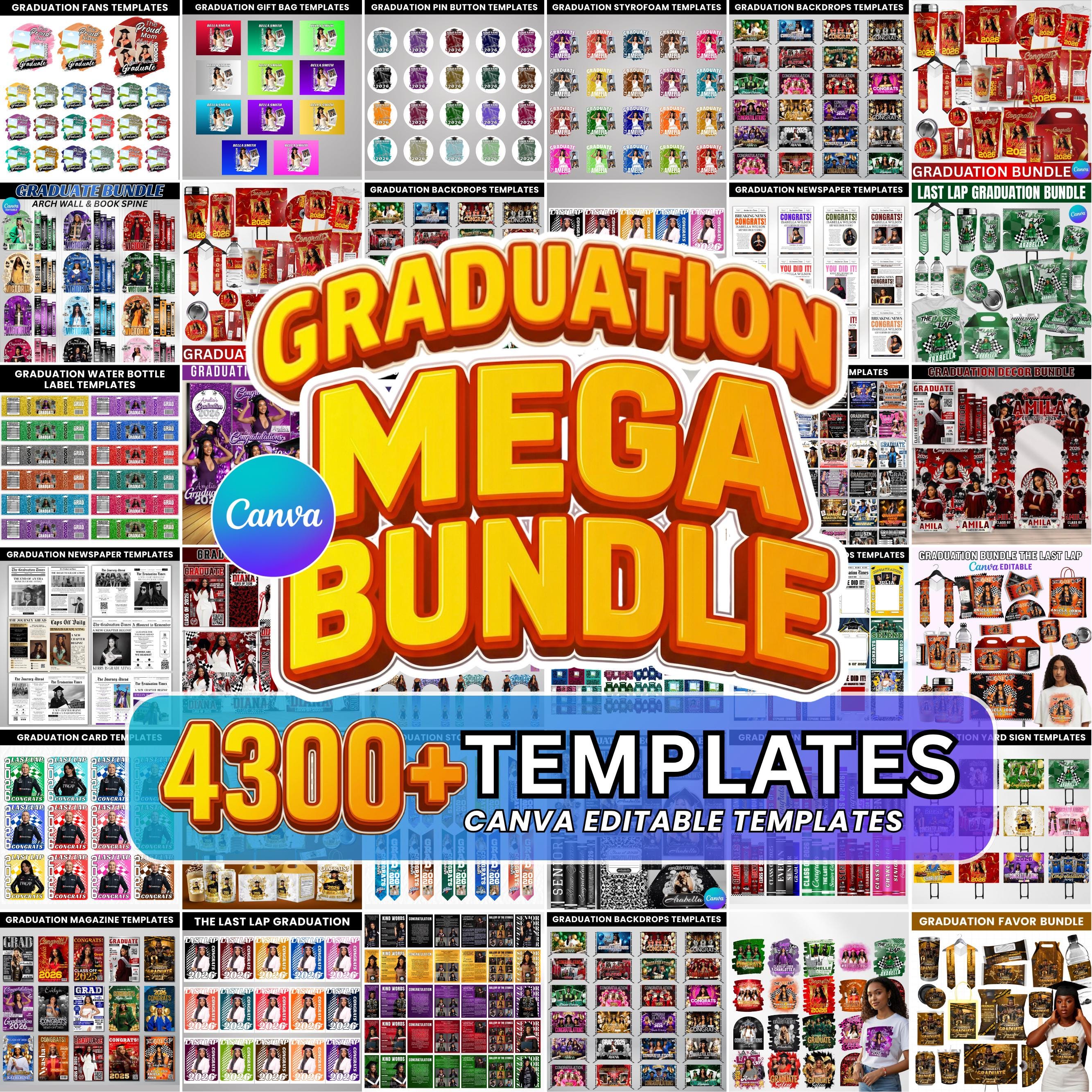 4300 Graduation Mega Bundle Templates, Class of 2026 Grad Kit, Bootleg ...