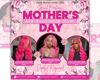 Mother's Day Booking Flyer, DIY Flyer Template, May Bookings flyer, Mother's Day Lash, May Wig, May Nails, May Braids Makeup Nails Lash