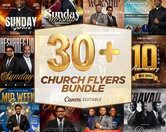 Church Flyer Design Bundle, Christian Event flyers, Resurrection Church Flyer Bible Study flyer, Worship Service Conference Revival Flyers