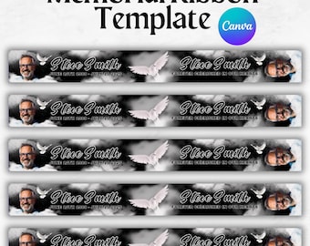 Memorial Ribbon Template, Funeral memorial Template, Death Announcement, RIP Memorial Ribbon design template,Canva template,Instant Download
