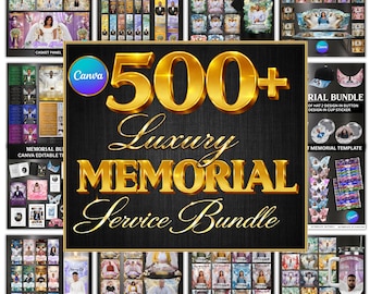 In Loving Memory Canva Template Mega Bundle,Obituaries templates Funeral program Shirt & InvitationFlyer,Memorial Ribbon Celebration of Life