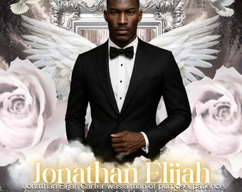 8 Page Black Gold Funeral Template, 8.5x11 Funeral Memorial program Template, Celebration of Life, Obituary Book, In Loving Memory Funeral