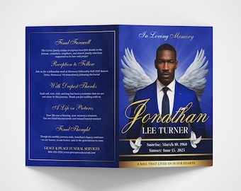 Funeral Program Template, 8 Pages Elegant Memorial Service Program, Customizable Obituary & Tribute, Digital Download, Memorial Card
