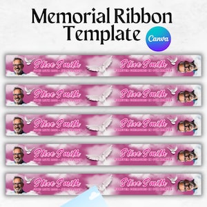 Memorial Ribbon Template, Funeral memorial Template, Death Announcement, RIP Memorial Ribbon design template,Canva template,Instant Download