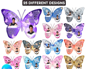 25 Memorial Butterfly pin sjabloon, Canva bewerkbare Memorial Butterfly shirt pin ontwerpen, begrafenis aandenken, In Loving Memory Remembrance Favor
