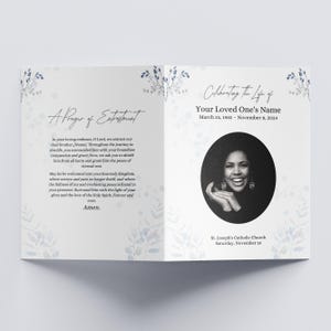 Editable Funeral Program Template, Modern Magazine Style Memorial Program, Obituary Program Template, Canva Template, Instant Download