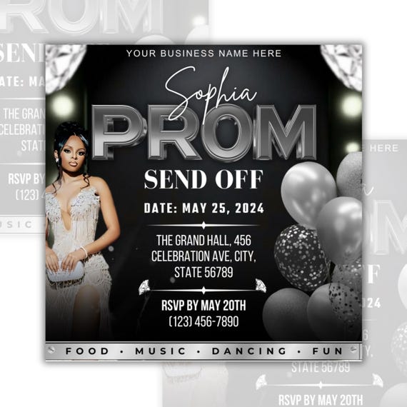 Prom Invitation, Prom Send Off Flyer, Prom Invitation Flyer, Prom Flyer, Prom Invite Flyer,Prom Party Invite,Canva Template,Instant download