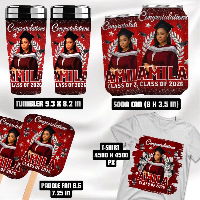 Graduation Party Favor Bundle, Class of 2026 Treat bundle, Graduation Treats Design,Party Favor Custom Water Labels, Chip Bag image 3