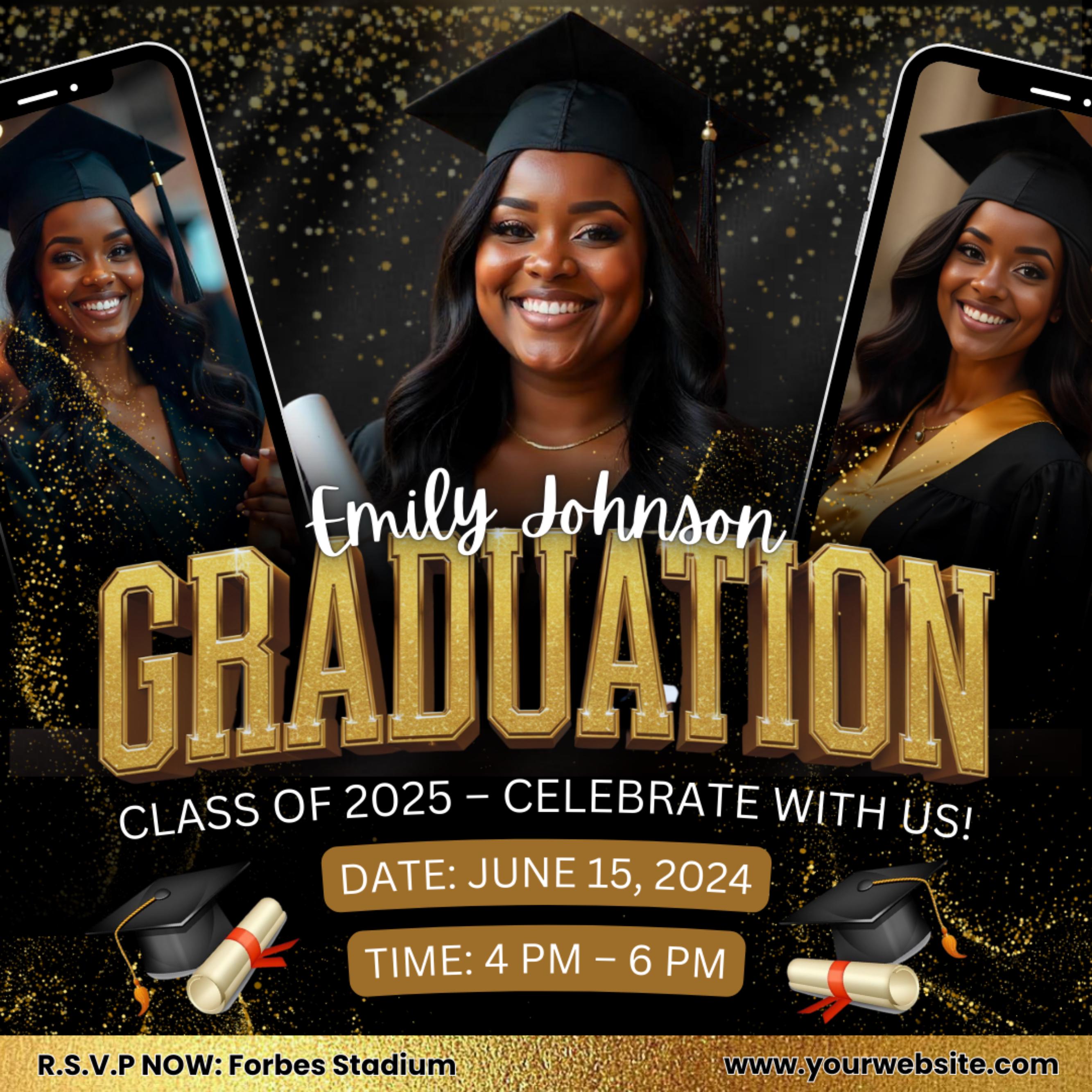 Class of 2025 Graduation Flyer, Canva Graduation Invite, DIY Grad ...