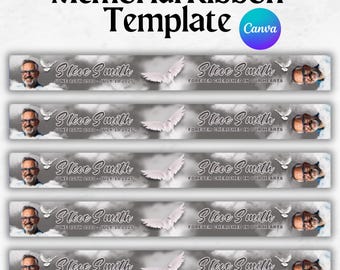 Memorial Ribbon Template, Funeral memorial Template, Death Announcement, RIP Memorial Ribbon design template,Canva template,Instant Download