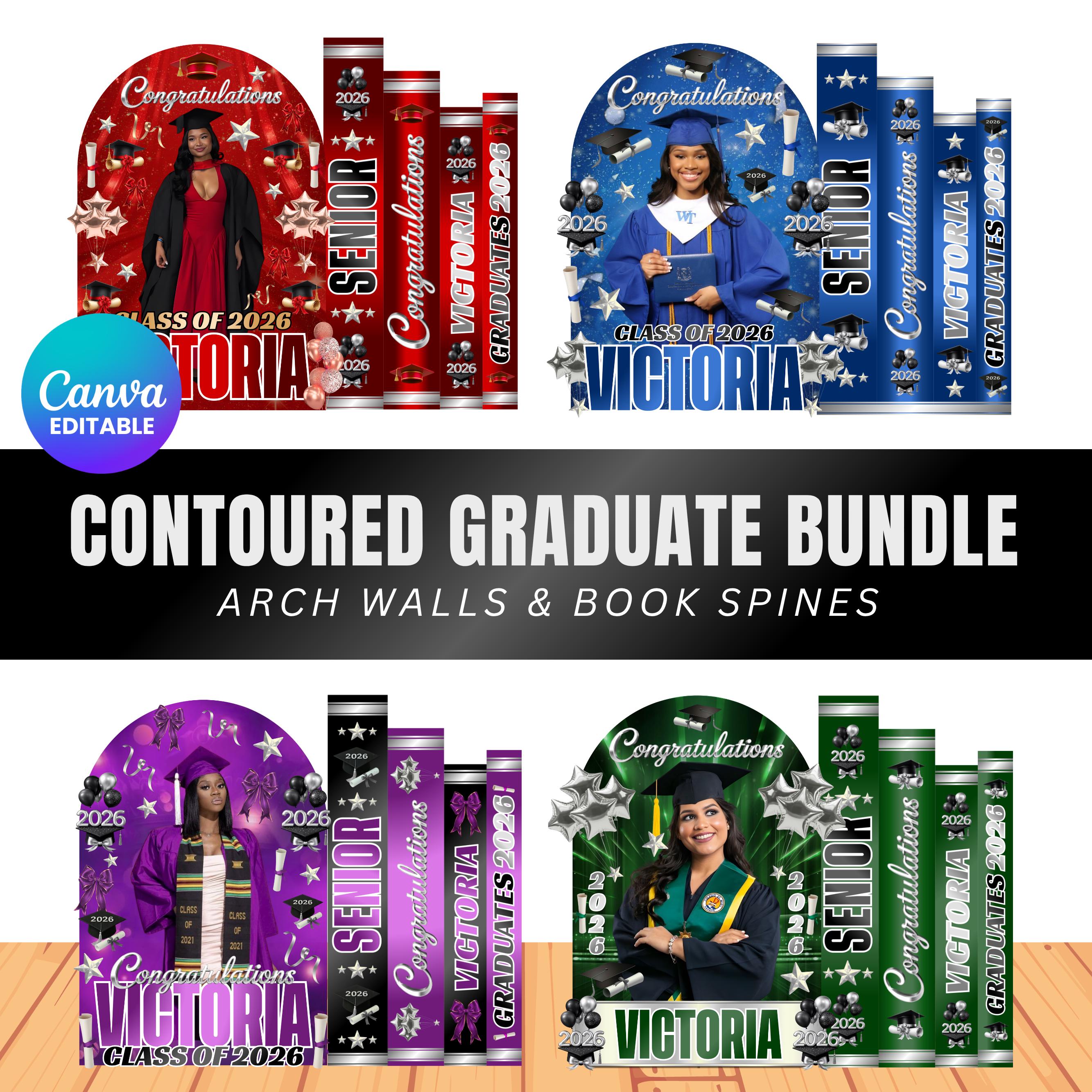 Graduation Book Decor Template Bundle Editable Canva Graduate Panel ...