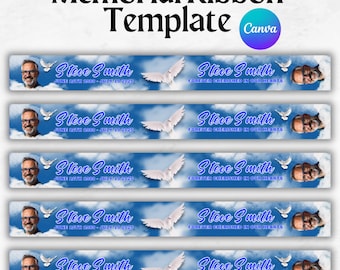 Memorial Ribbon Template, Funeral memorial Template, Death Announcement, RIP Memorial Ribbon design template,Canva template,Instant Download