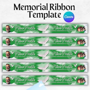 Memorial Ribbon Template, Funeral memorial Template, Death Announcement, RIP Memorial Ribbon design template,Canva template,Instant Download