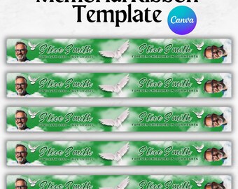 Memorial Ribbon Template, Funeral memorial Template, Death Announcement, RIP Memorial Ribbon design template,Canva template,Instant Download