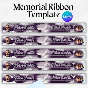 Memorial Ribbon Template, Funeral memorial Template, Death Announcement, RIP Memorial Ribbon design template,Canva template,Instant Download
