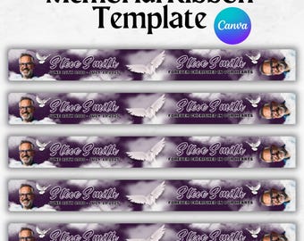 Memorial Ribbon Template, Funeral memorial Template, Death Announcement, RIP Memorial Ribbon design template,Canva template,Instant Download