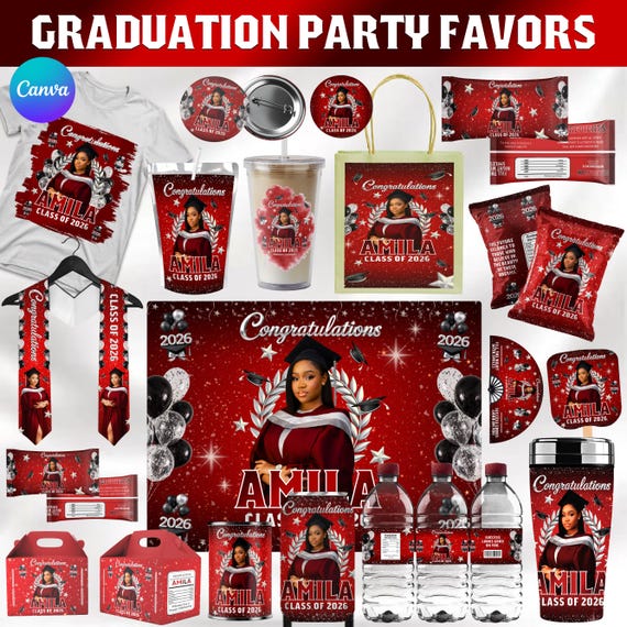 Graduation Party Favor Bundle, Class of 2026 Treat bundle, Graduation Treats Design,Party Favor Custom Water Labels, Chip Bag