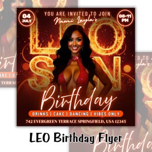 Leo Season Party Flyer, Birthday Szn Flyer, Leo Invitation Flyer, Leo Birthday Event, Social Media Flyer, Premade Flyer Template