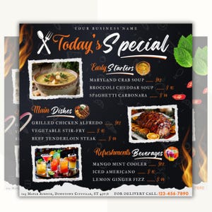 Dinner Sale Flyer, Sunday deal Special Flyer Restaurant Food menu business flyer, Editable Flyer Canva Template, Dinner special Flyer
