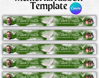 Memorial Ribbon Template, Funeral memorial Template, Death Announcement, RIP Memorial Ribbon design template,Canva template,Instant Download