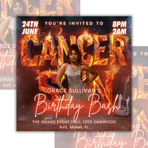 Cancer Season Party Flyer, Birthday Szn Flyer, Cancer Invitation Flyer, Cancer Birthday Event, Social Media Flyer, Premade Flyer Template