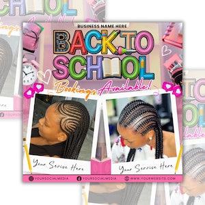 Back To School Booking Flyer,Back to school sale flyer,Back to school hair flyer Back 2 School Flyer Lashes, Hair Flyer Braids Special Flyer