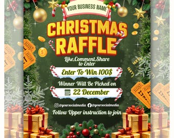 Festive Christmas Raffle Giveaway Flyer - DIY Holiday Flyer for Your Next Event