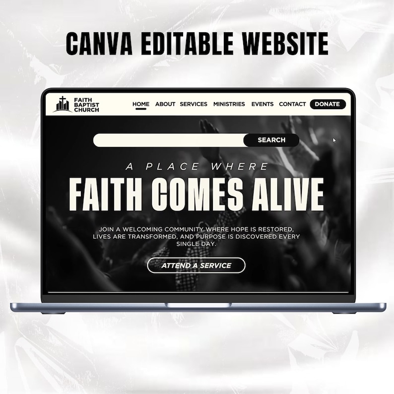 Curated visual reference: Fresh Look at Church Website Template Canva Modern Church Website Live Streaming