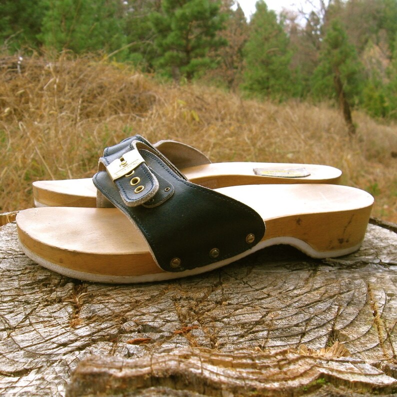 80s Vintage WOODEN CLOGS Dr. Scholls Size 8.5 | Etsy