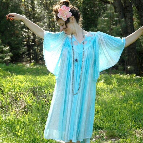 Fairy Goddess Dress... Cotton Angel Sleeve... Boho Gypsy... CELESTIA (large)
