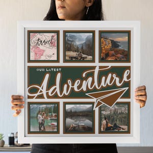 Souvenirs de voyage Fichiers Svg 3D Shadow Box pour projets Cricut, Cadre photo en couches superposées avec papier cartonné, Svg pour les aventuriers, Motifs par sublimation, Png Dxf