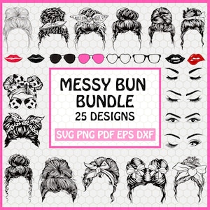 Messy Bun Bundle Svg, Momlife Svg, Mom Skull Svg, Mom Life Svg, Mom and Daughter Svg, Mom Life Kid Life Png, Glasses Svg, Cricut Silhouette