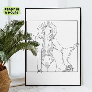 Eén lijntekening, aangepast portret koppel, aangepaste familiecadeaus, gepersonaliseerde huwelijksverjaardagscadeaus, aangepaste lijn uit foto's, sublimatie