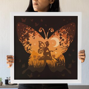 3D Schmetterling mit Fee Schattenbox, Floral Layered Papierkunst, 3D Mandala, 3D SVG lesend, für Cricut und Silhouette mit einfacher Anleitung